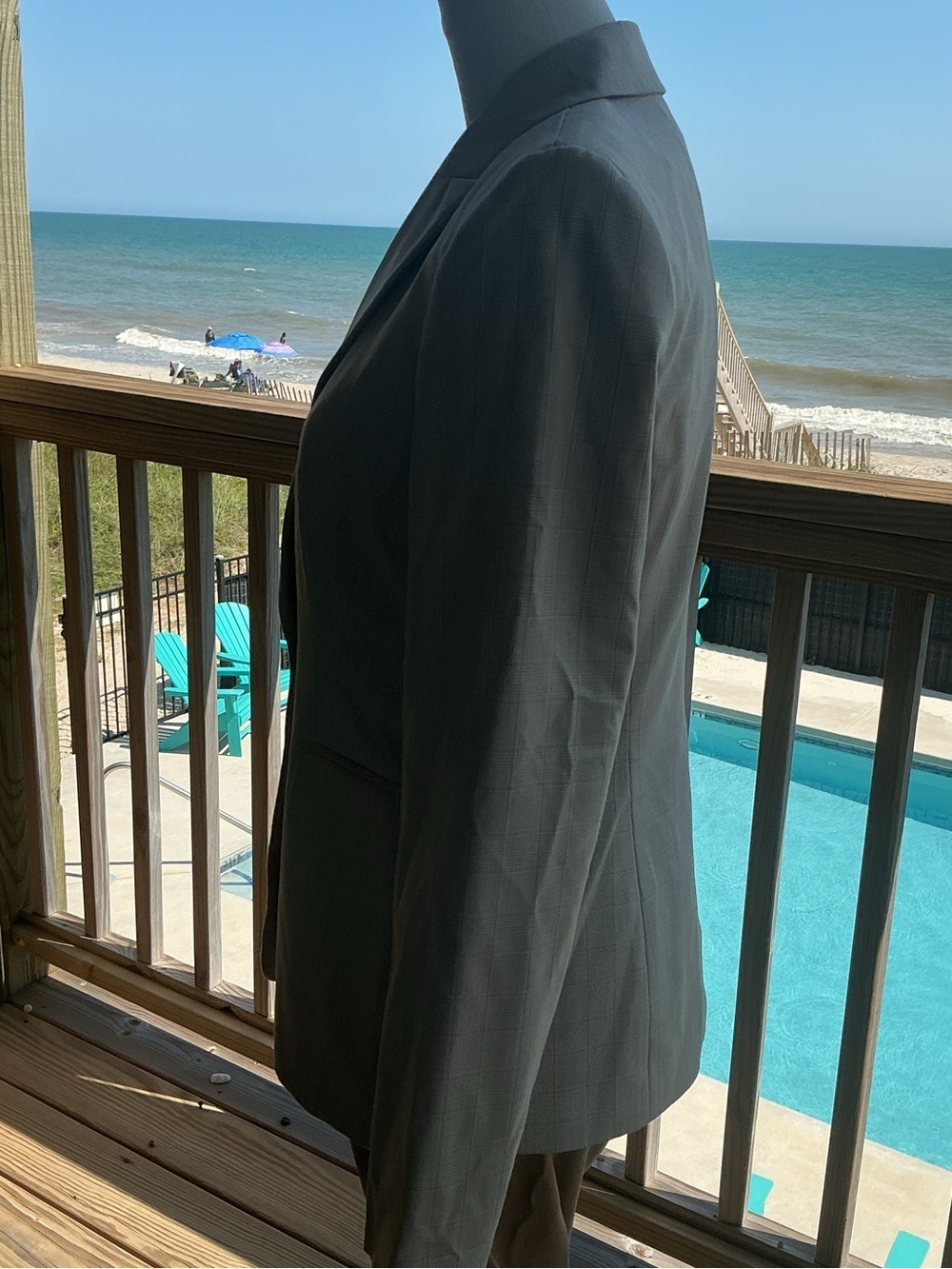 Calvin Klein Taupe Plaid Tailored Blazer - Picture 7 of 14